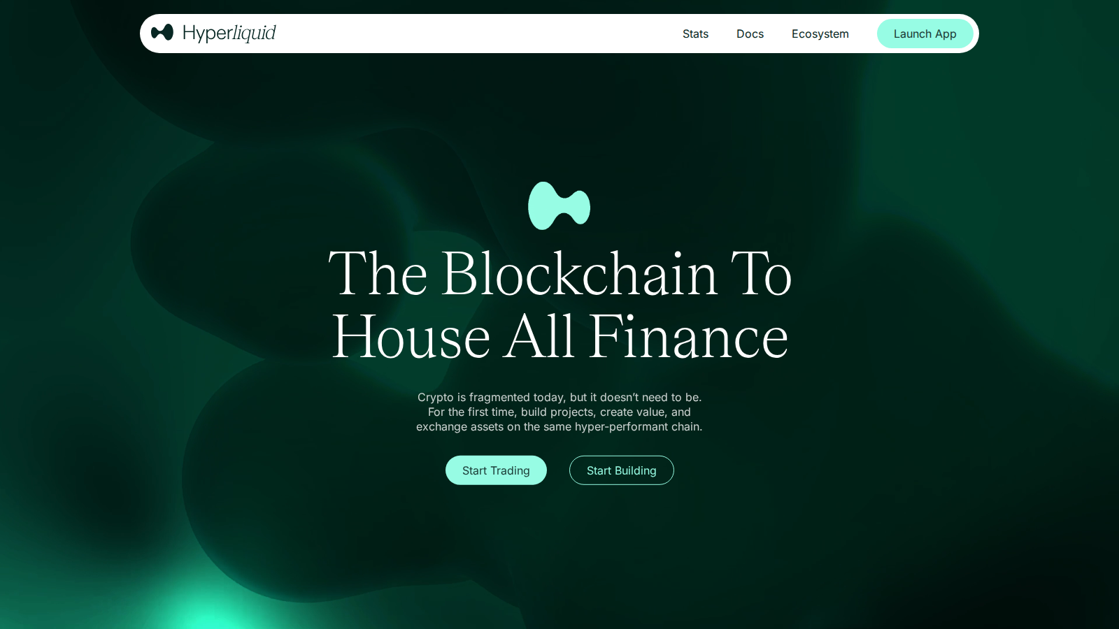 Hyperliquid public homepage showing its decentralized perpetual trading surface.