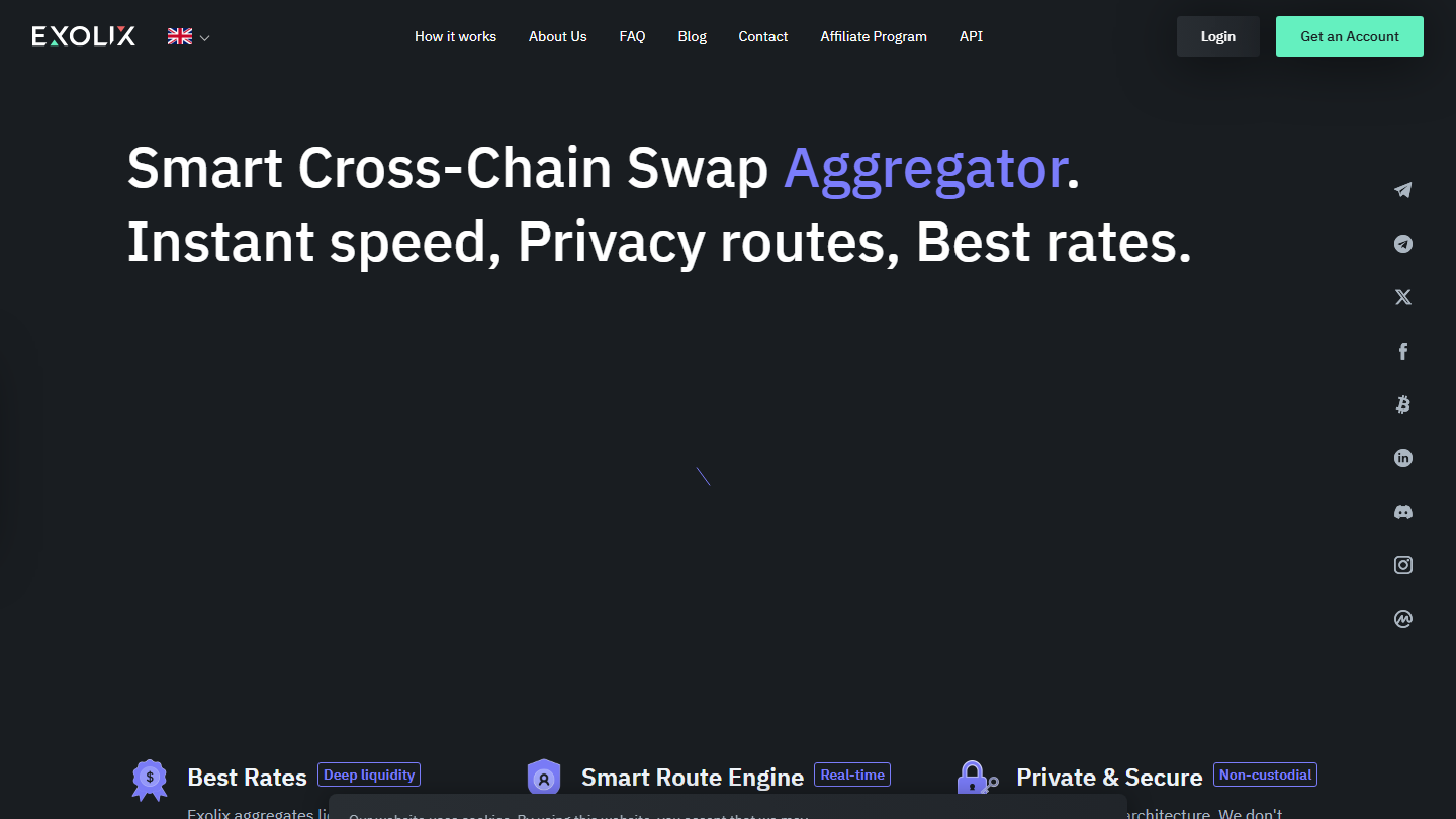 Exolix crypto exchange homepage July 2026