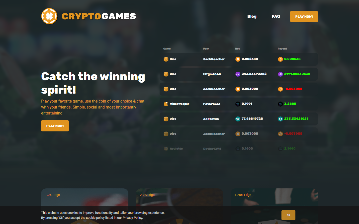 Crypto Games no-KYC provably fair gambling interface