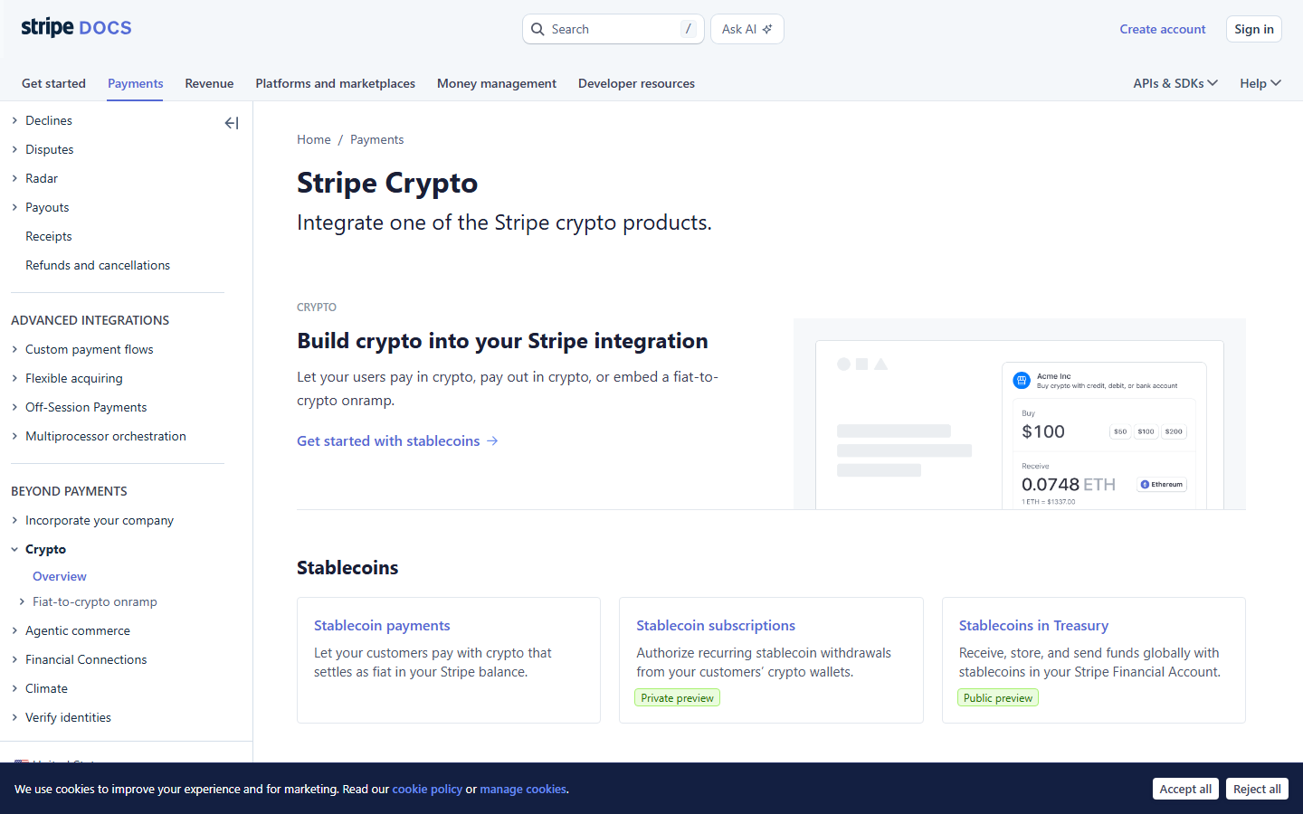 Stripe Crypto USDC on Solana interface July 2026