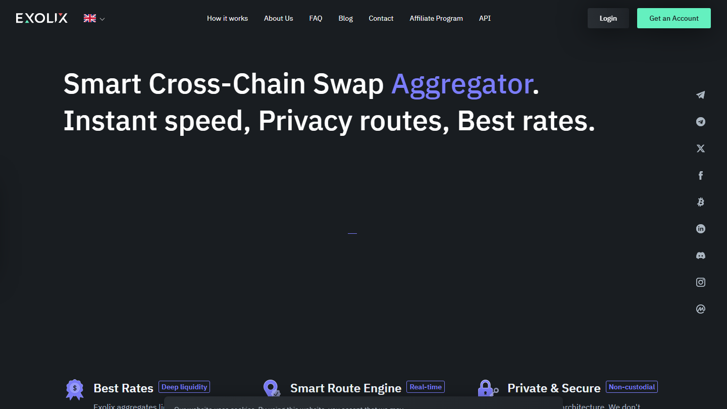 Exolix fixed rate crypto exchange homepage July 2026