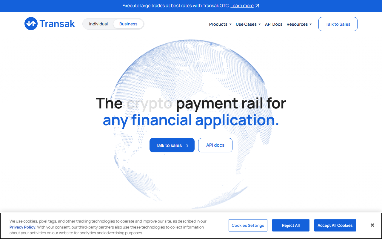 Transak fiat off-ramp homepage July 2026